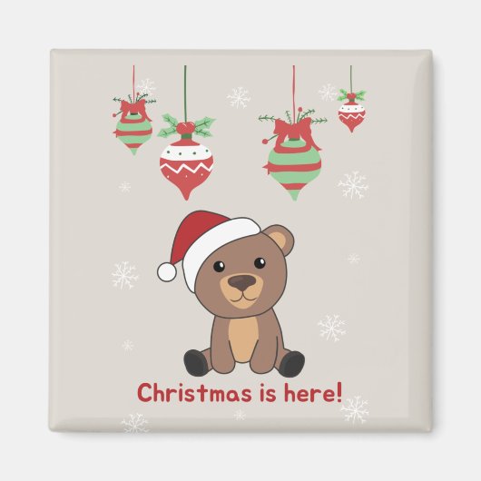 Beer Kerstwinterdieren Beer Magnet (Voorkant)