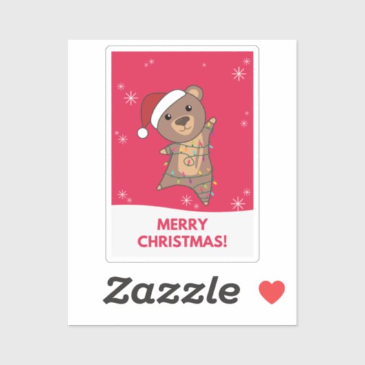 Beer Kerstwinterdieren Beer Sticker (Vel)