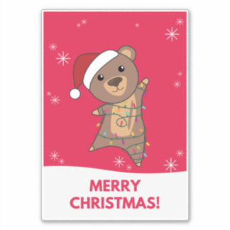 Beer Kerstwinterdieren Beer Sticker