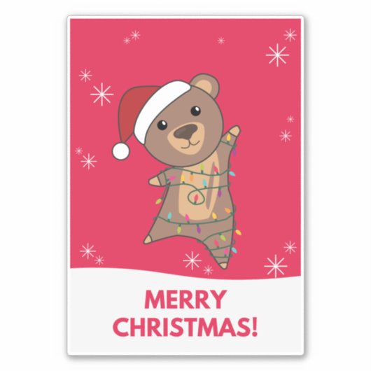 Beer Kerstwinterdieren Beer Sticker (Voorkant)
