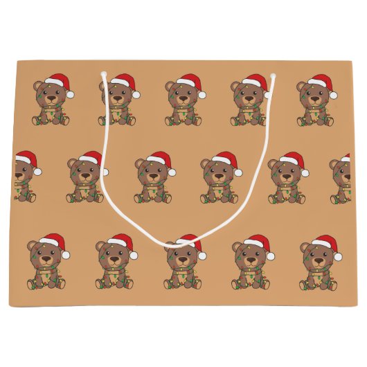 Beer kerstwinterdieren Beren grote cadeautas (Voorkant)