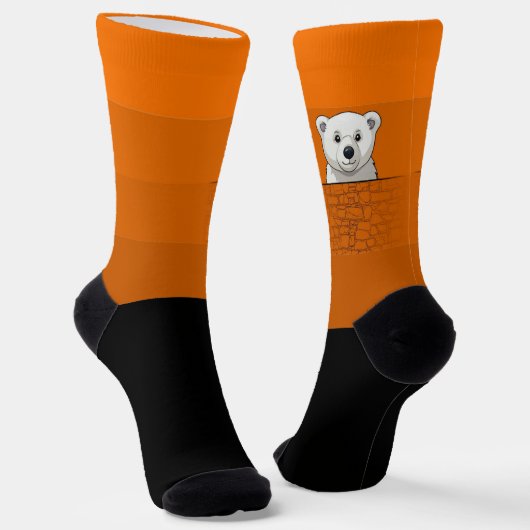 Beer kijken over de muur, Sinaasappel Pompoen Sokken (Gebogen)