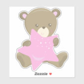 Beer, klein Beer, Baby Beer, Beer met ster Sticker (Vel)