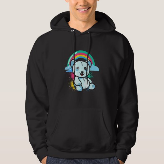 Beer kleurrijke regenboog Teddy Bear Cudly Beer Hoodie (Voorkant)