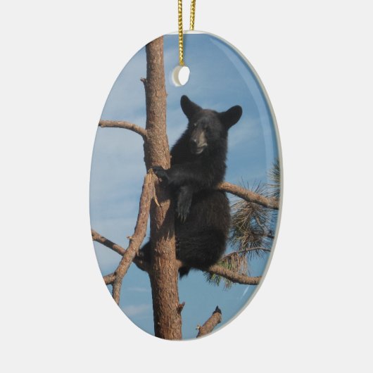 Beer knippen in een boom keramisch ornament (Links)