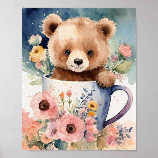 "Beer knuffel boeket: Waterverf Cub Cuteness!" Poster (Voorkant)