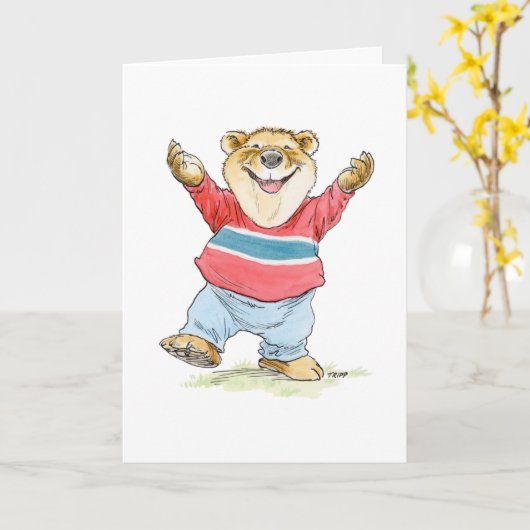 Beer Knuffel Kaart (Gele Bloem)