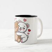 Beer knuffels en hartslag tweekleurige koffiemok (Voorkant rechts)