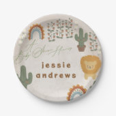 beer konijnenleeuw cactus woodland modern Baby sho Papieren Bordje (Voorkant)