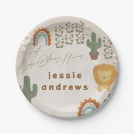 beer konijnenleeuw cactus woodland modern Baby sho Papieren Bordje