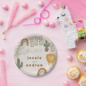 beer konijnenleeuw cactus woodland unisex Baby sho Papieren Bordje (Feest)