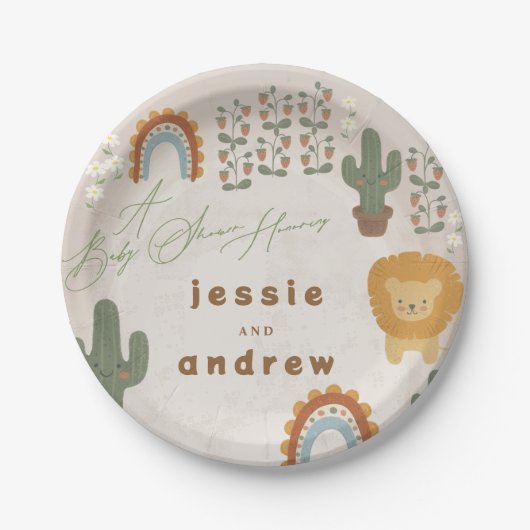 beer konijnenleeuw cactus woodland unisex Baby sho Papieren Bordje (Voorkant)