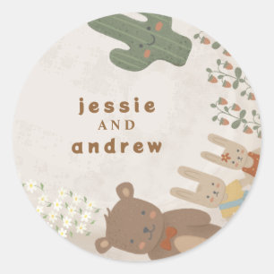 beer konijnenleeuw cactus woodland unisex Baby sho Ronde Sticker