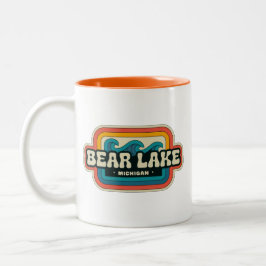 Beer Lake 70s Retro Michigan Vintage Tweekleurige Koffiemok