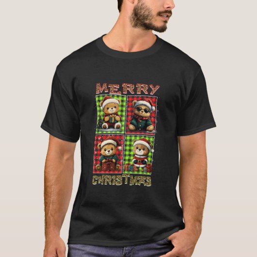 Beer Leopard Buffalo Plaid Animals Lover Merry Chr T-shirt (Voorkant)