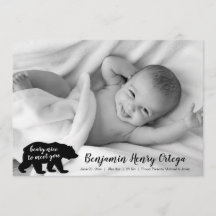 Beer Leuk om je te ontmoeten Baby Fotoaankondiging
