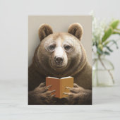 Beer lezer leest boek bedankkaart (Staand voorkant)