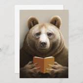 Beer lezer leest boek bedankkaart (Voorkant / Achterkant)