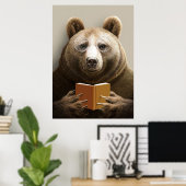 Beer lezer leest boek poster (Thuiskantoor)