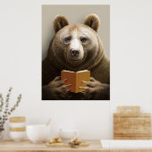 Beer lezer leest boek poster (Keuken)