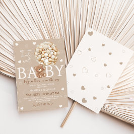 Beer Licht Bruine Gouden Ballonnen Baby Shower Kaart