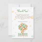 Beer licht groene ballonnen Baby shower dank u Bedankkaart (Voorkant)