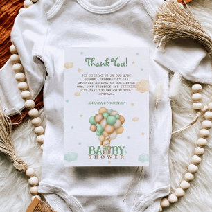 Beer licht groene ballonnen Baby shower dank u Bedankkaart