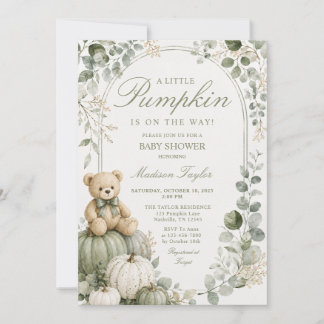 Beer Little Pumpkin Baby Shower Sage Groene Bloeme Kaart