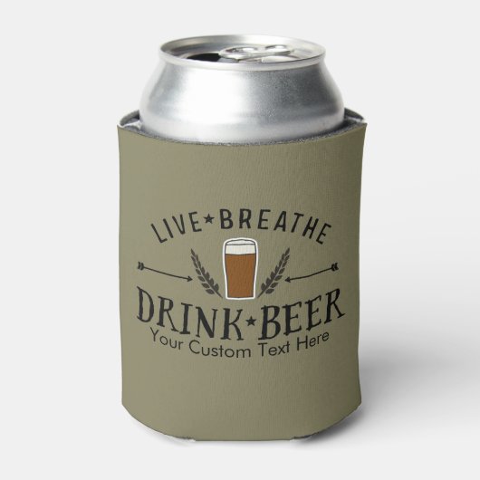Beer Live Breathe Drink Bier Custom Blikjeskoeler (Blikje Voorkant)