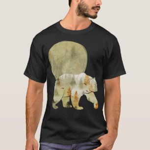 Beer loopt in Bossen Maan Geschilderd bos Wildlife T-shirt