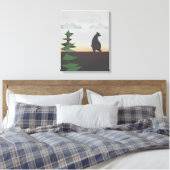 Beer lopend in de zonsondergang canvas afdruk (Insitu (Slaapkamer))