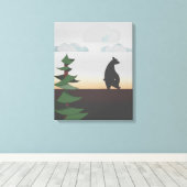 Beer lopend in de zonsondergang canvas afdruk (Insitu (Houten vloer))