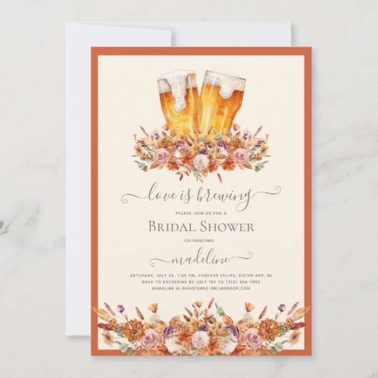 Beer Love is Brewing Herfst Floral Vrijgezellenfee Kaart (Voorkant)