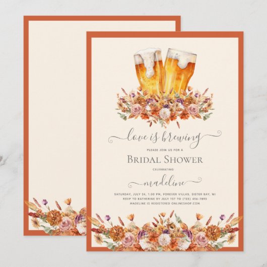 Beer Love is Brewing Herfst Floral Vrijgezellenfee Kaart (Voorkant / Achterkant)