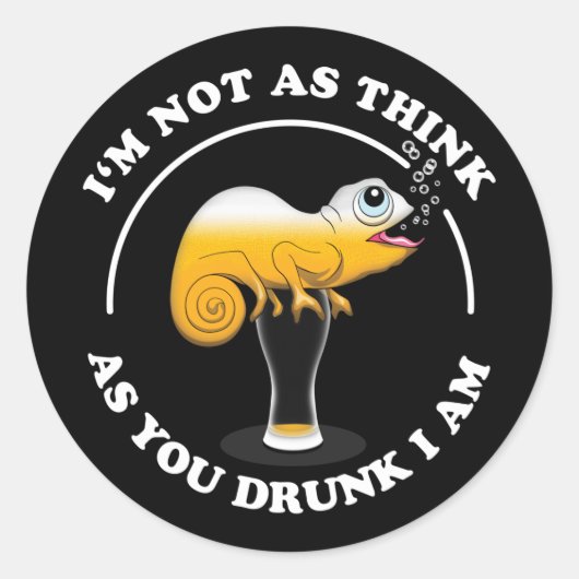 Beer Lover Cameleon en Funny Drink prijsopgave Ronde Sticker (Voorkant)
