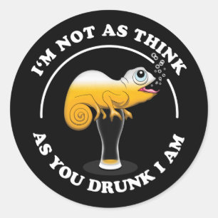 Beer Lover Cameleon en Funny Drink prijsopgave Ronde Sticker