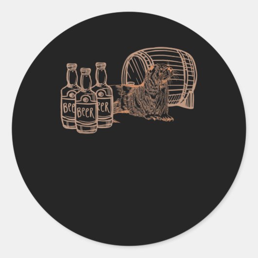 Beer Lover Drink Drink otter Ronde Sticker (Voorkant)