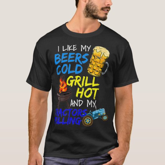 Beer Lover Grillmaster Meat Grilling BBQ Tractor P T-shirt (Voorkant)