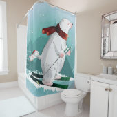 Beer Lovers | Polar Beer Skiing Funny Beer Cute Douchegordijn (In situ)