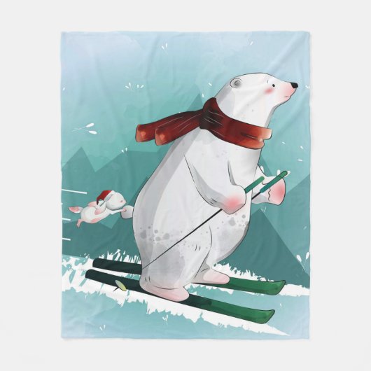Beer Lovers | Polar Beer Skiing Funny Beer Cute Fleece Deken (Voorkant)