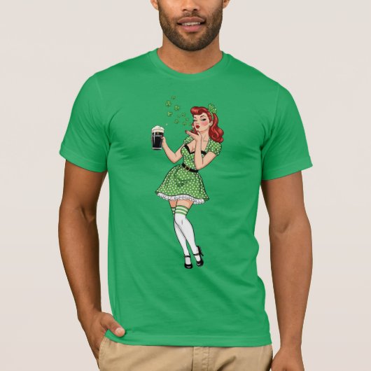 Beer Loving Irish Pin Up T-shirt (Voorkant)
