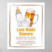 Beer Luier Party Baby shower Late Night Luiers Poster (Voorkant)