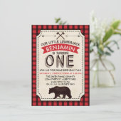 Beer Lumberjack 1e Verjaardag Uitnodiging (Staand voorkant)