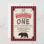 Beer Lumberjack 1e Verjaardag Uitnodiging (Voorkant)