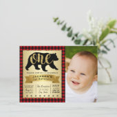 Beer Lumberjack 1e Verjaardag Uitnodigingen (Staand voorkant)