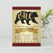 Beer Lumberjack 1e Verjaardag Uitnodigingen (Staand voorkant)