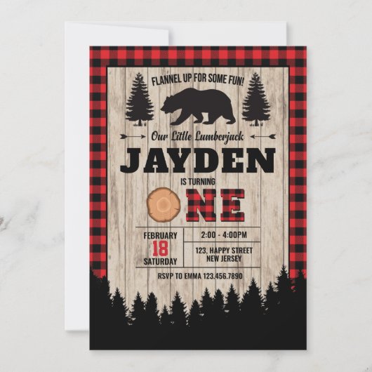 Beer Lumberjack Birthday Invitation. Boy Birthday Kaart (Voorkant)