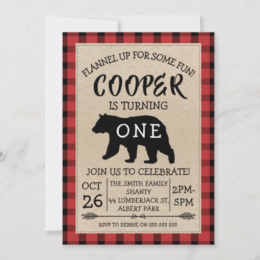 Beer Lumberjack Birthday Party Invitation Kaart (Voorkant)