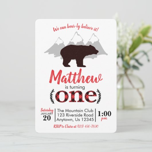 Beer Lumberjack Boy First Birthday Kaart (Staand voorkant)