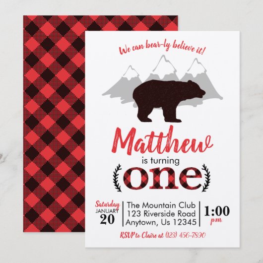 Beer Lumberjack Boy First Birthday Kaart (Voorkant / Achterkant)